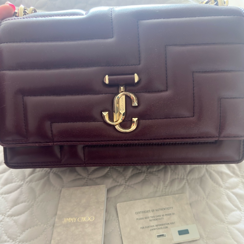 Jimmy Choo Burgundy Leather Varenne Shoulder Bag